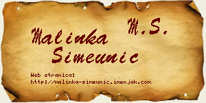 Malinka Simeunić vizit kartica
